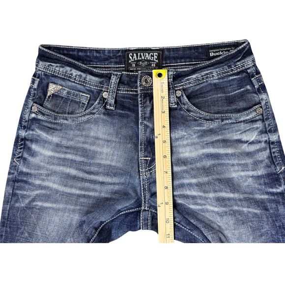 Buckle Salvage Jeans Men Havoc Straight Slim Fit Denim Moto 30R Biker Grunge Y2K - Picture 5 of 9